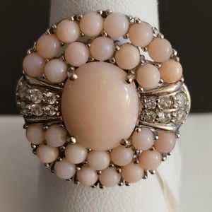 Peruvian Pink Opal Ring size 7 (apprx. 1 inch wide) Sterling Silver